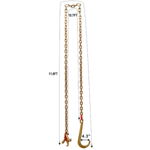 English Elm J Hook Bridle Tow Chain Grade 80 Alloy Steel 10 Ft Heavy Duty Zinc Plated Hauling W465133697