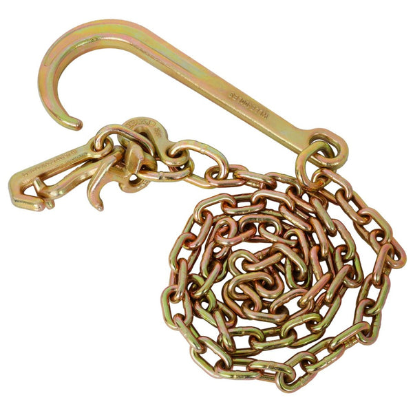 English Elm 5/16" Grade 70 Alloy Steel Tow Chain Set with J Hook Rtj Cluster for Wrecker Recovery W465133709