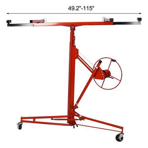 English Elm Drywall Panel Hoist Lift with 16ft Telescoping Steel Mast Tilting Cradle Winch Red W465137159