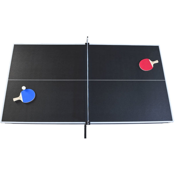 English Elm 6-ft Convertible Billiards and Table Tennis Game Room with Melamine Frame Black with Red Felt W465137245