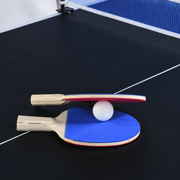 English Elm 6-ft Convertible Billiards and Table Tennis Game Room with Melamine Frame Black with Red Felt W465137245