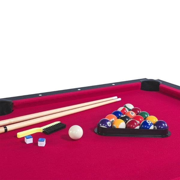 English Elm 6-ft Convertible Billiards and Table Tennis Game Room with Melamine Frame Black with Red Felt W465137245