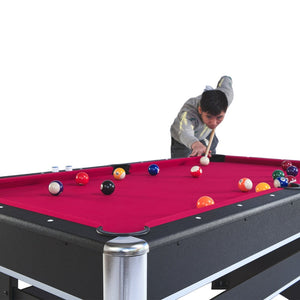 English Elm 6-ft Convertible Billiards and Table Tennis Game Room with Melamine Frame Black with Red Felt W465137245