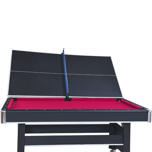English Elm 6-ft Convertible Billiards and Table Tennis Game Room with Melamine Frame Black with Red Felt W465137245