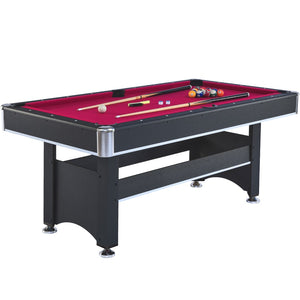 English Elm 6-ft Convertible Billiards and Table Tennis Game Room with Melamine Frame Black with Red Felt W465137245