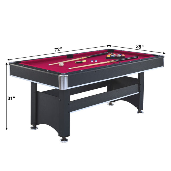 English Elm 6-ft Convertible Billiards and Table Tennis Game Room with Melamine Frame Black with Red Felt W465137245