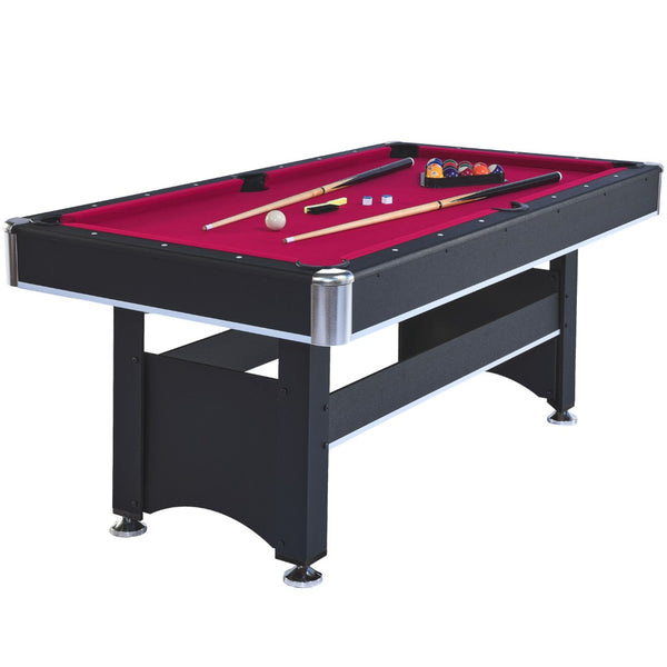 English Elm 6-ft Convertible Billiards and Table Tennis Game Room with Melamine Frame Black with Red Felt W465137245