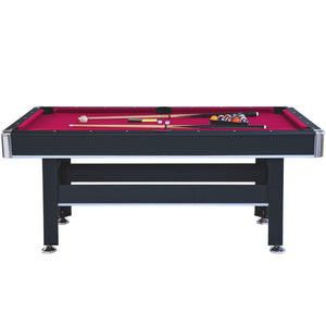 English Elm 6-ft Convertible Billiards and Table Tennis Game Room with Melamine Frame Black with Red Felt W465137245