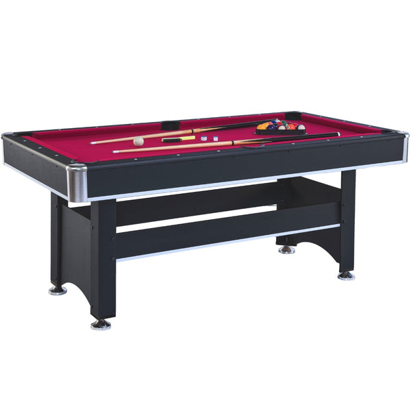 English Elm 6-ft Convertible Billiards and Table Tennis Game Room with Melamine Frame Black with Red Felt W465137245