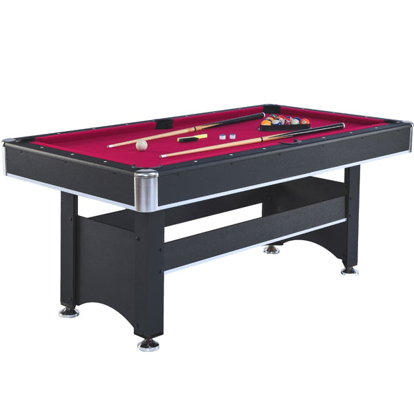 English Elm 6-ft Convertible Billiards and Table Tennis Game Room with Melamine Frame Black with Red Felt W465137245