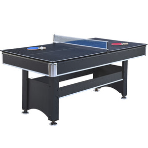 English Elm 6-ft Convertible Billiards and Table Tennis Game Room with Melamine Frame Black with Red Felt W465137245
