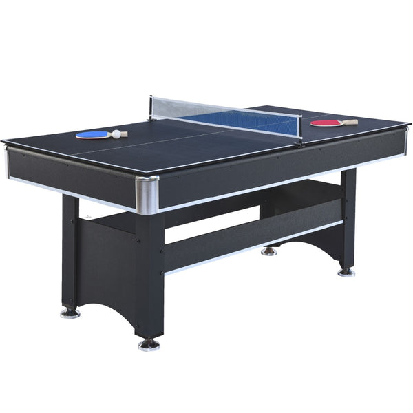 English Elm 6-ft Convertible Billiards and Table Tennis Game Room with Melamine Frame Black with Red Felt W465137245