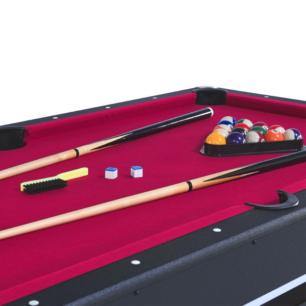 English Elm 6-ft Convertible Billiards and Table Tennis Game Room with Melamine Frame Black with Red Felt W465137245
