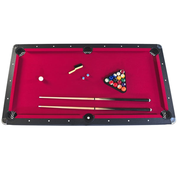 English Elm 6-ft Convertible Billiards and Table Tennis Game Room with Melamine Frame Black with Red Felt W465137245