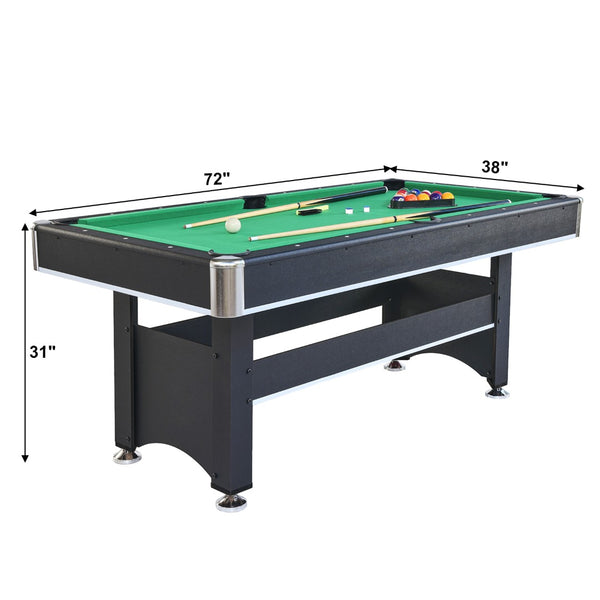 English Elm 6-ft Convertible Billiards and Table Tennis Game Room with Melamine Frame Black with Green Felt W465137246
