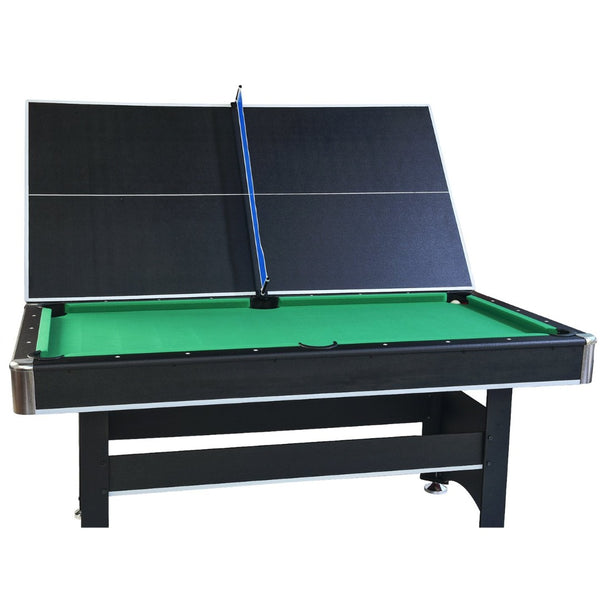 English Elm 6-ft Convertible Billiards and Table Tennis Game Room with Melamine Frame Black with Green Felt W465137246