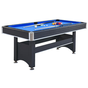 English Elm 6-ft Convertible Billiards and Table Tennis Game Room with Melamine Frame Black with Blue Felt W465137248