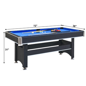 English Elm 6-ft Convertible Billiards and Table Tennis Game Room with Melamine Frame Black with Blue Felt W465137248