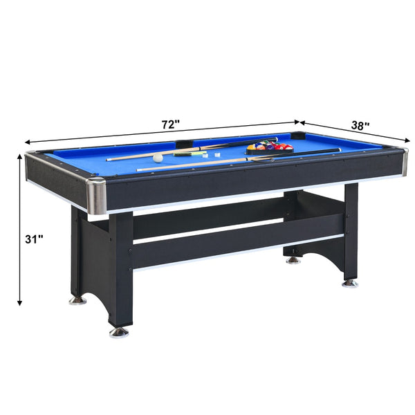 English Elm 6-ft Convertible Billiards and Table Tennis Game Room with Melamine Frame Black with Blue Felt W465137248
