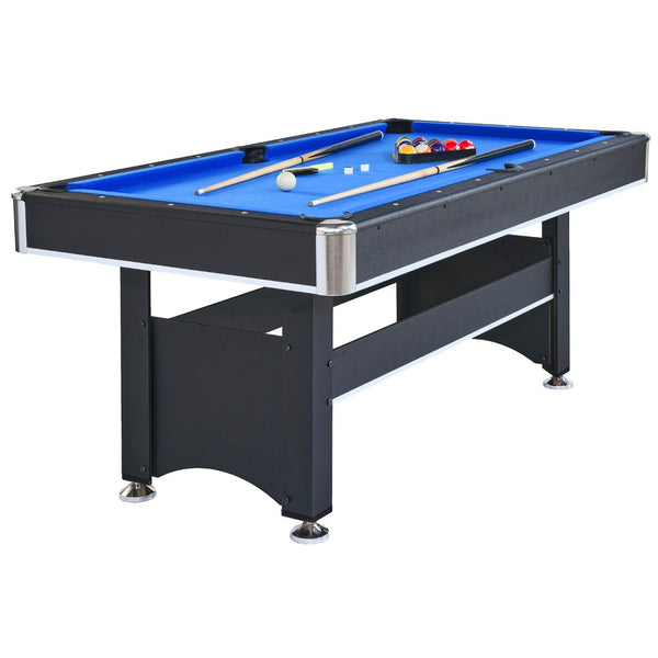 English Elm 6-ft Convertible Billiards and Table Tennis Game Room with Melamine Frame Black with Blue Felt W465137248