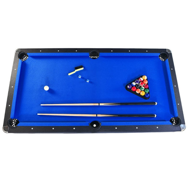 English Elm 6-ft Convertible Billiards and Table Tennis Game Room with Melamine Frame Black with Blue Felt W465137248