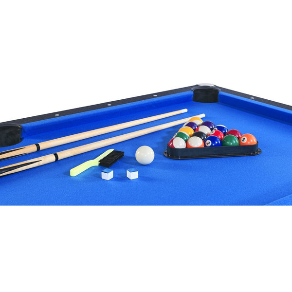 English Elm 6-ft Convertible Billiards and Table Tennis Game Room with Melamine Frame Black with Blue Felt W465137248