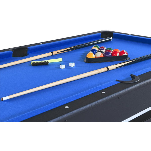 English Elm 6-ft Convertible Billiards and Table Tennis Game Room with Melamine Frame Black with Blue Felt W465137248