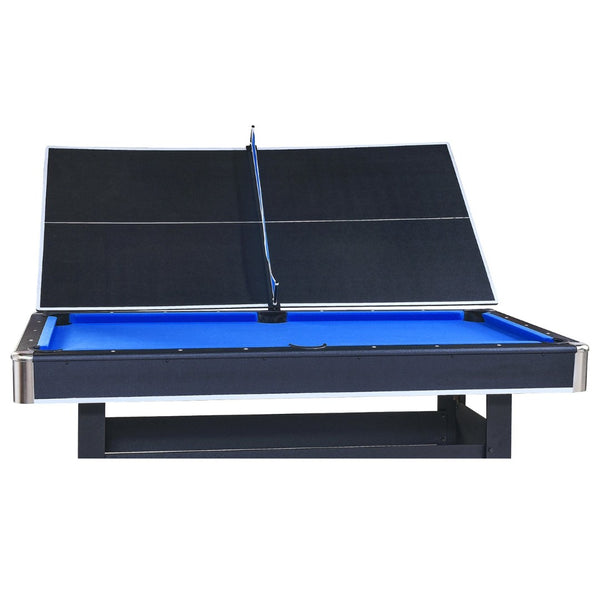 English Elm 6-ft Convertible Billiards and Table Tennis Game Room with Melamine Frame Black with Blue Felt W465137248