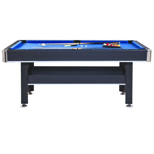 English Elm 6-ft Convertible Billiards and Table Tennis Game Room with Melamine Frame Black with Blue Felt W465137248