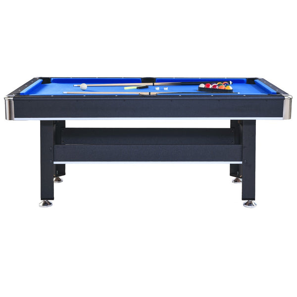English Elm 6-ft Convertible Billiards and Table Tennis Game Room with Melamine Frame Black with Blue Felt W465137248