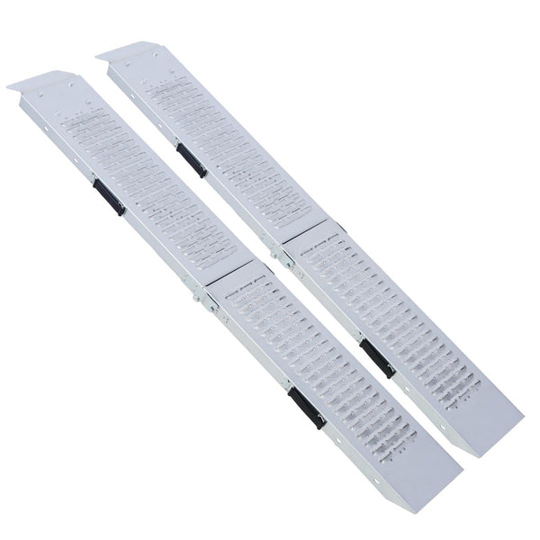 English Elm Loading Ramps Set of 2 Galvanized Steel Folding 950 Lb Capacity for Atvs Motos W465141737