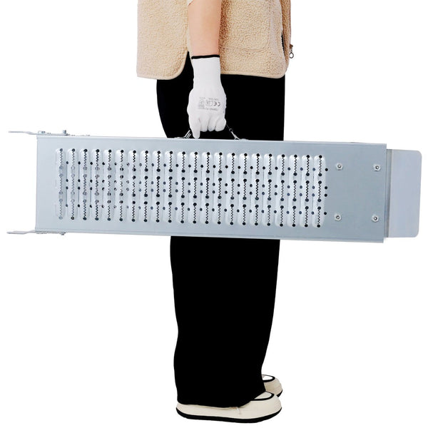 English Elm Loading Ramps Set of 2 Galvanized Steel Folding 950 Lb Capacity for Atvs Motos W465141737