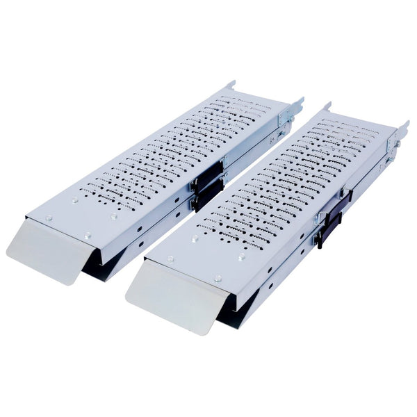 English Elm Loading Ramps Set of 2 Galvanized Steel Folding 950 Lb Capacity for Atvs Motos W465141737