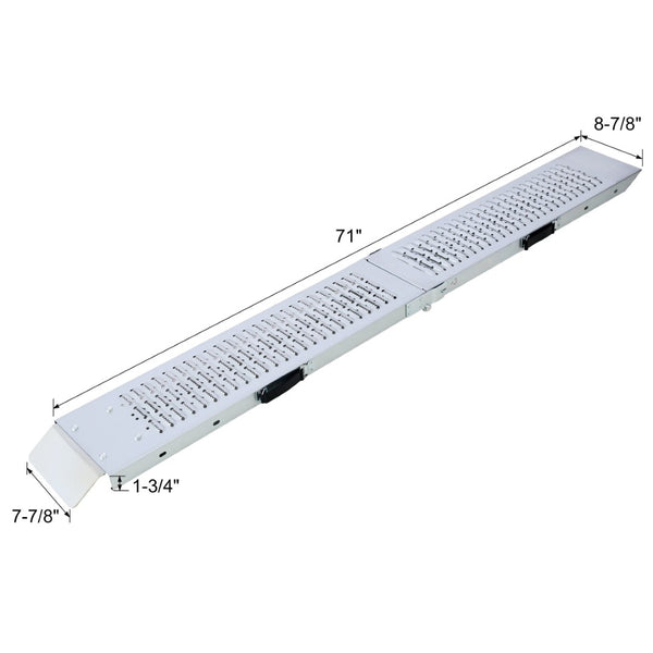 English Elm Loading Ramps Set of 2 Galvanized Steel Folding 950 Lb Capacity Non-slip Atv W465141759