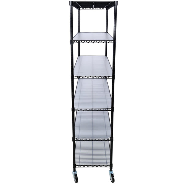 English Elm 6 Tier Nsf Steel Wire Shelving Unit with Locking Casters Heavy Duty Garage Storage W465142118
