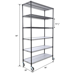 English Elm 6 Tier Nsf Steel Wire Shelving Unit with Locking Casters Heavy Duty Garage Storage W465142118