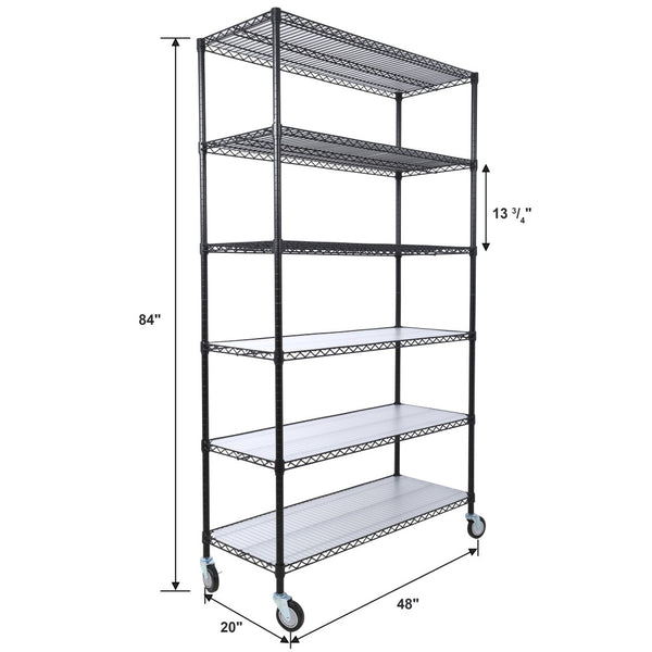 English Elm 6 Tier Nsf Steel Wire Shelving Unit with Locking Casters Heavy Duty Garage Storage W465142118