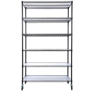 English Elm 6 Tier Nsf Steel Wire Shelving Unit with Locking Casters Heavy Duty Garage Storage W465142118