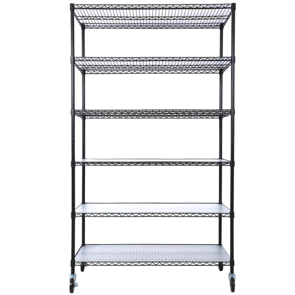 English Elm 6 Tier Nsf Steel Wire Shelving Unit with Locking Casters Heavy Duty Garage Storage W465142118