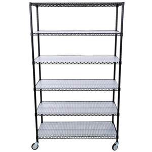 English Elm 6 Tier Nsf Steel Wire Shelving Unit with Locking Casters Heavy Duty Garage Storage W465142118