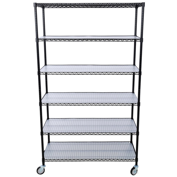 English Elm 6 Tier Nsf Steel Wire Shelving Unit with Locking Casters Heavy Duty Garage Storage W465142118
