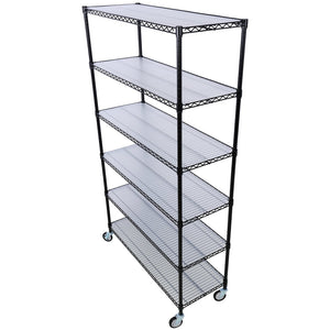 English Elm 6 Tier Nsf Steel Wire Shelving Unit with Locking Casters Heavy Duty Garage Storage W465142118