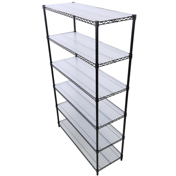 English Elm 6 Tier Nsf Steel Wire Shelving Unit with Locking Casters Heavy Duty Garage Storage W465142118