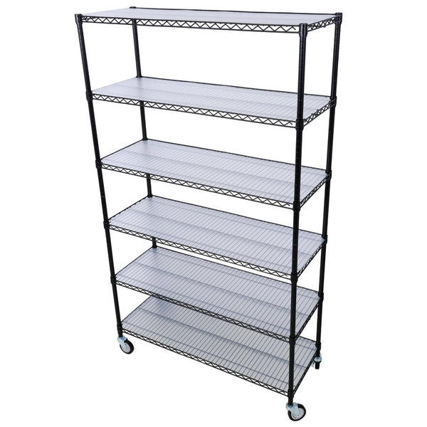 English Elm 6 Tier Nsf Steel Wire Shelving Unit with Locking Casters Heavy Duty Garage Storage W465142118