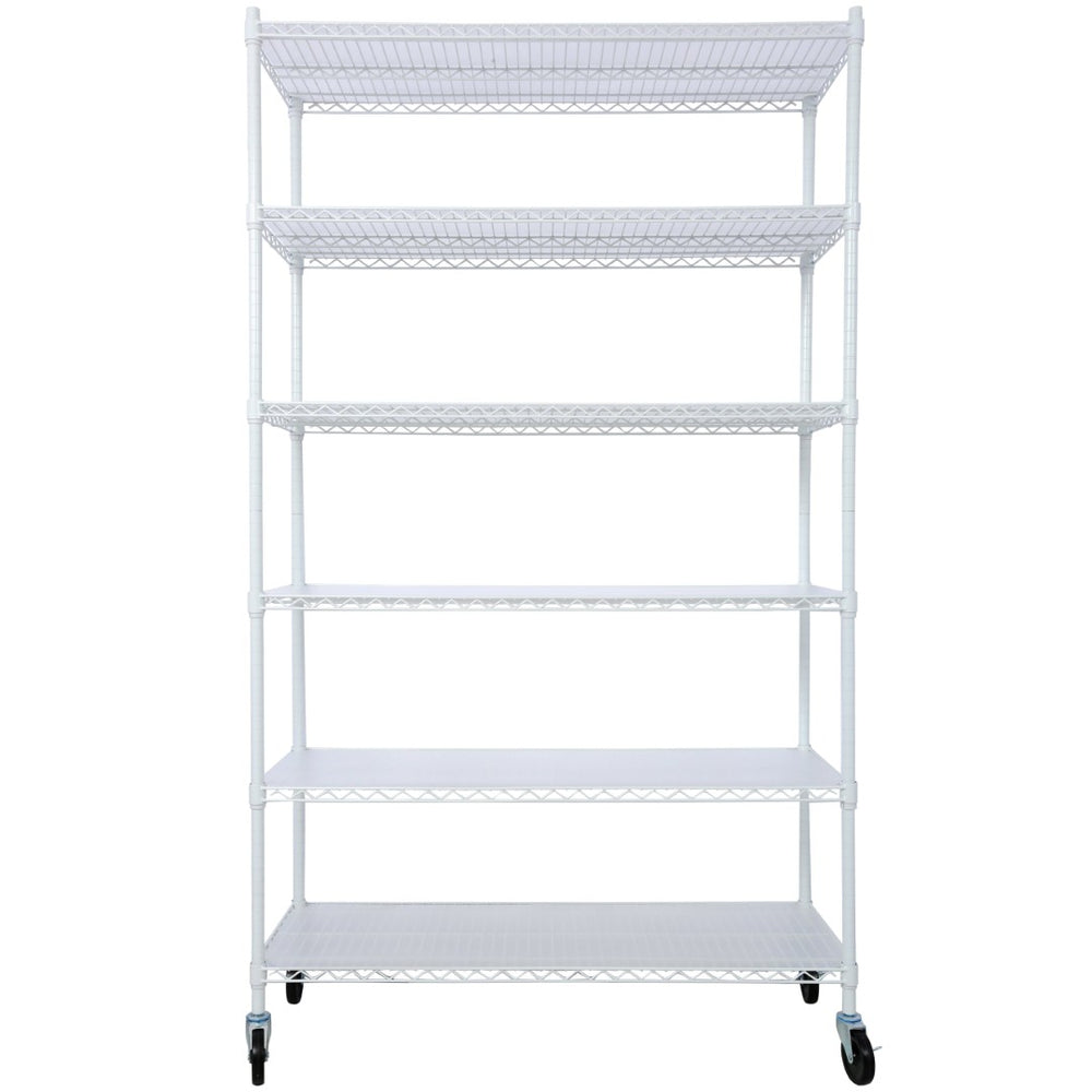 English Elm 6 Tier Nsf Heavy Gauge Steel Wire Shelving Rack with Casters and Shelf Liners W465142121