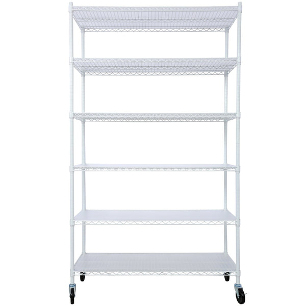 English Elm 6 Tier Nsf Heavy Gauge Steel Wire Shelving Rack with Casters and Shelf Liners W465142121