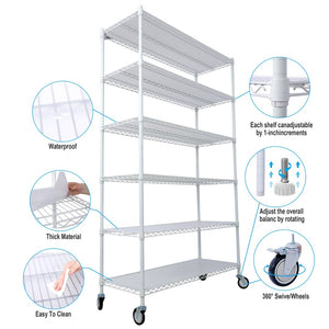 English Elm 6 Tier Nsf Heavy Gauge Steel Wire Shelving Rack with Casters and Shelf Liners W465142121