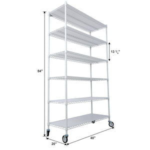English Elm 6 Tier Nsf Heavy Gauge Steel Wire Shelving Rack with Casters and Shelf Liners W465142121
