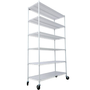 English Elm 6 Tier Nsf Heavy Gauge Steel Wire Shelving Rack with Casters and Shelf Liners W465142121
