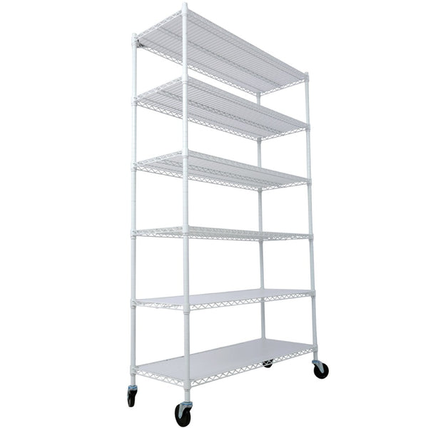 English Elm 6 Tier Nsf Heavy Gauge Steel Wire Shelving Rack with Casters and Shelf Liners W465142121